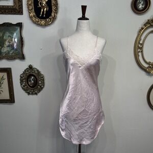 Victoria's Secret Pink Satin Lace Chemise Slip Size S